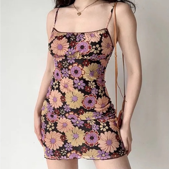 Princess Polly Brown Floral Dress Size 2 - Picture 3 of 12